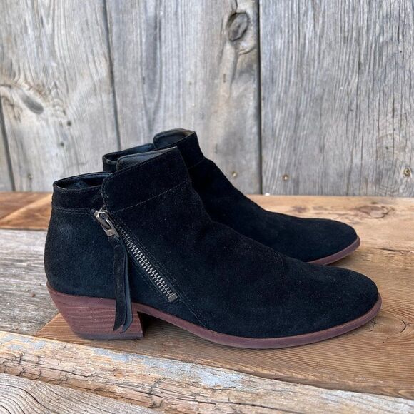 Sam Edelman PACKER Black Suede Leather Ankle Zip Boot Bootie Side Zip $129 7 M - Picture 1 of 10